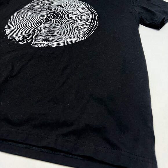 Tree Rings/Finger Print Graphic/Vinyl T-Shirt Shirt Sleeve Black XL - Picture 2 of 7